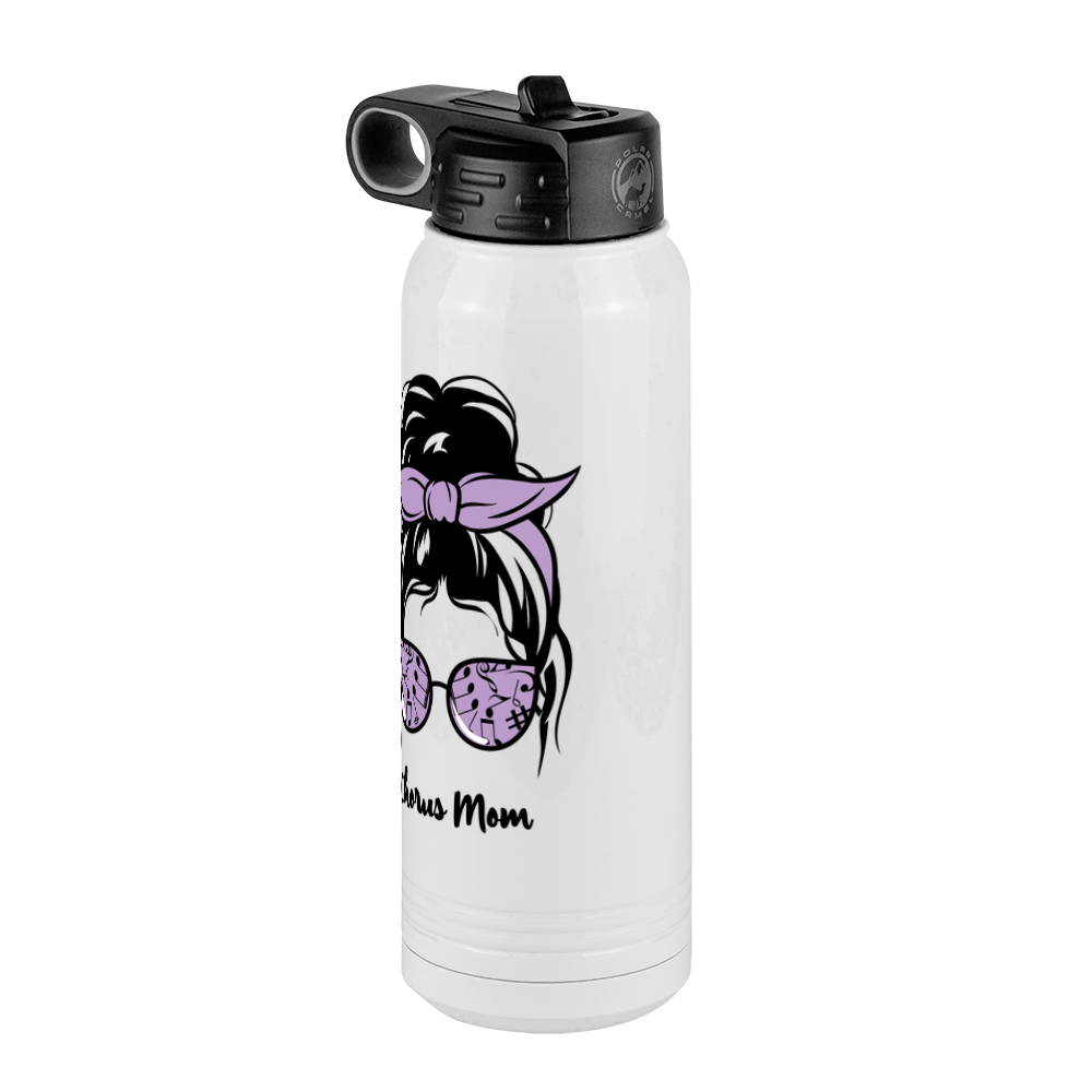 Personalized Messy Bun Water Bottle (30 oz) - Chorus Mom - Front Right View