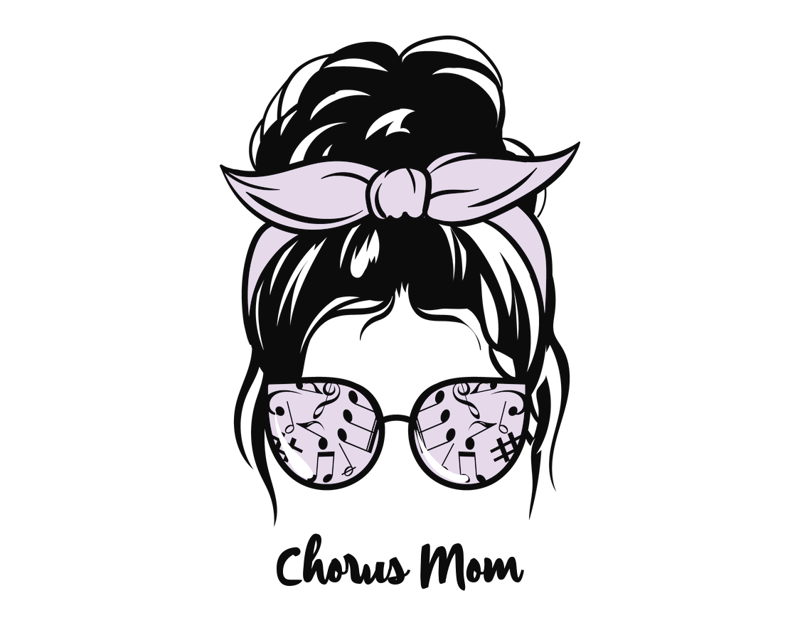 Personalized Messy Bun Water Bottle (30 oz) - Chorus Mom - Graphic View