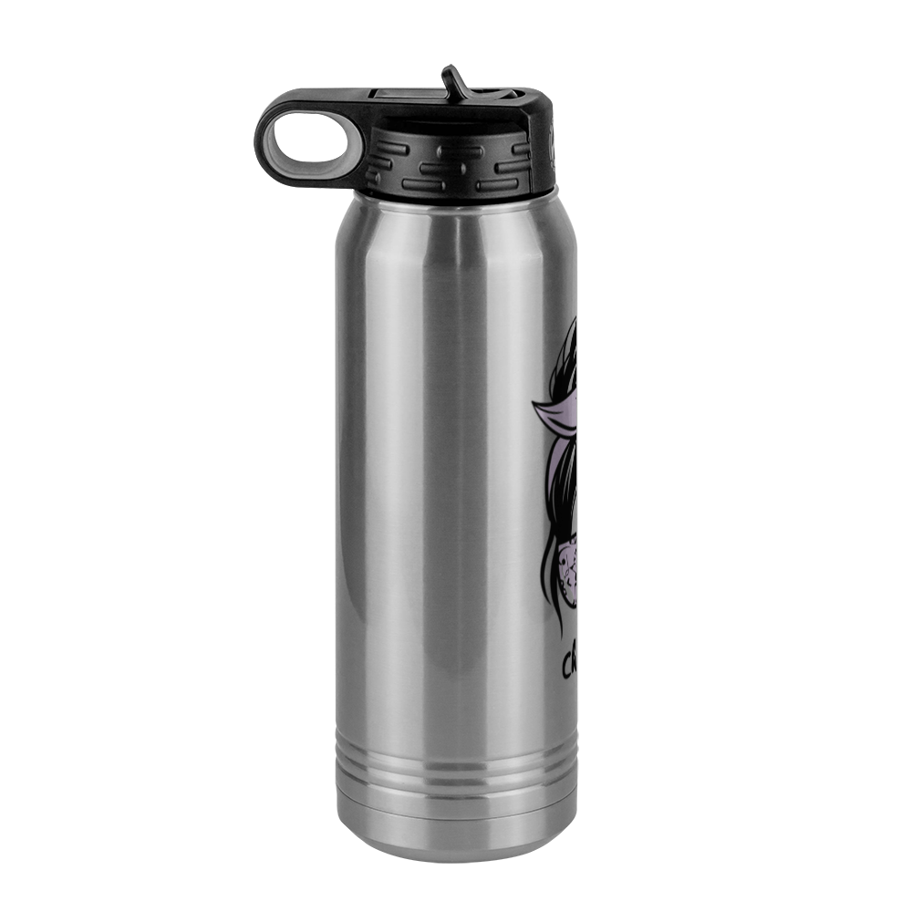 Personalized Messy Bun Water Bottle (30 oz) - Chorus Mom - Left View