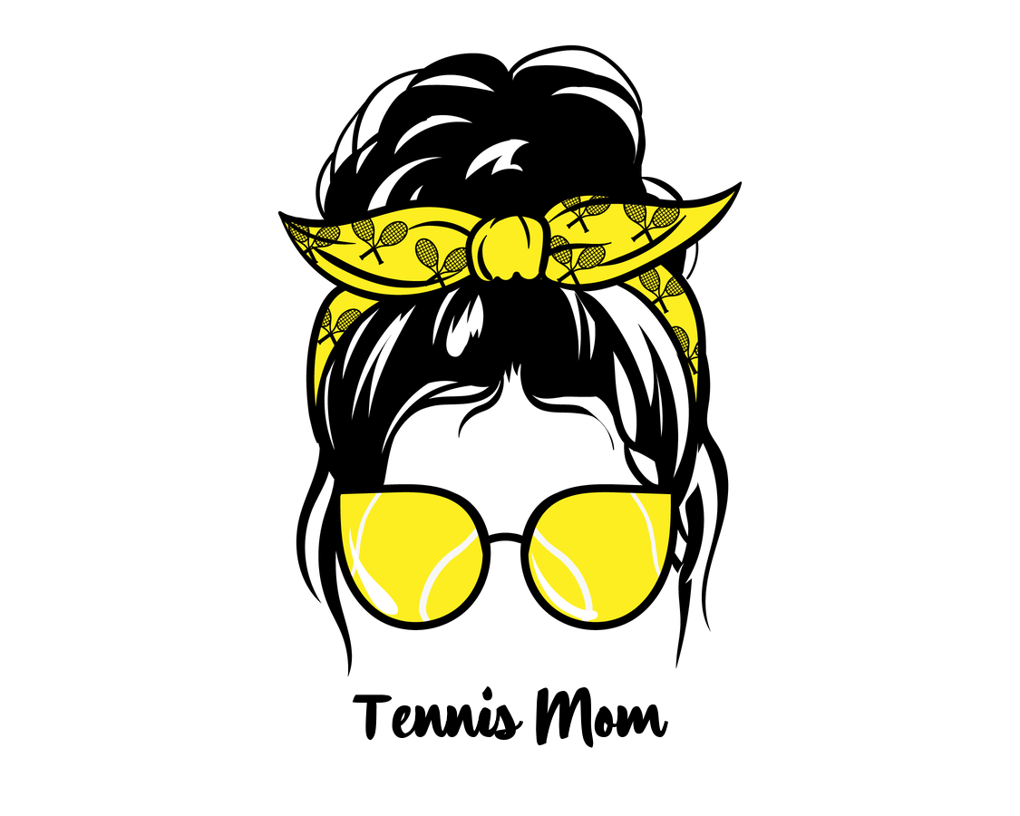 Personalized Messy Bun Water Bottle (30 oz) - Tennis Mom - Graphic View