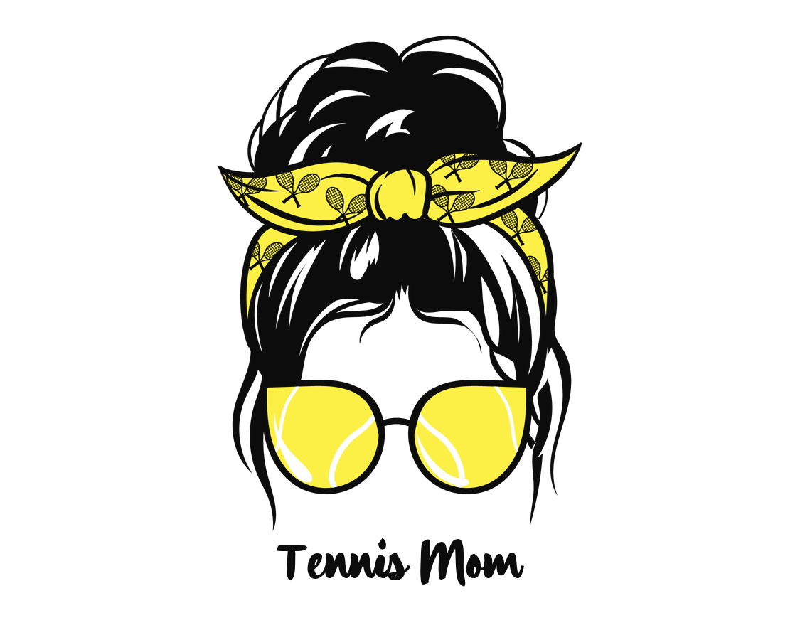 Personalized Messy Bun Water Bottle (30 oz) - Tennis Mom - Graphic View