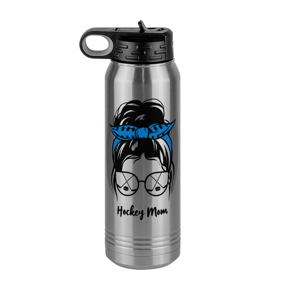 Personalized Messy Bun Water Bottle (30 oz) - Hockey Mom - Front View