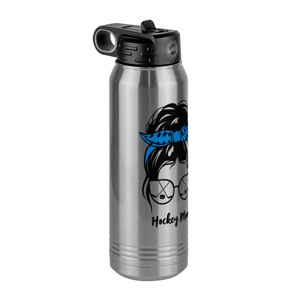 Personalized Messy Bun Water Bottle (30 oz) - Hockey Mom - Front Left View