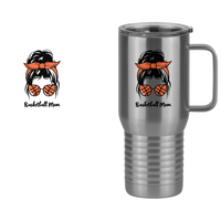 Thumbnail for Personalized Messy Bun Travel Coffee Mug Tumbler with Handle (20 oz) - Basketball Mom - Design View