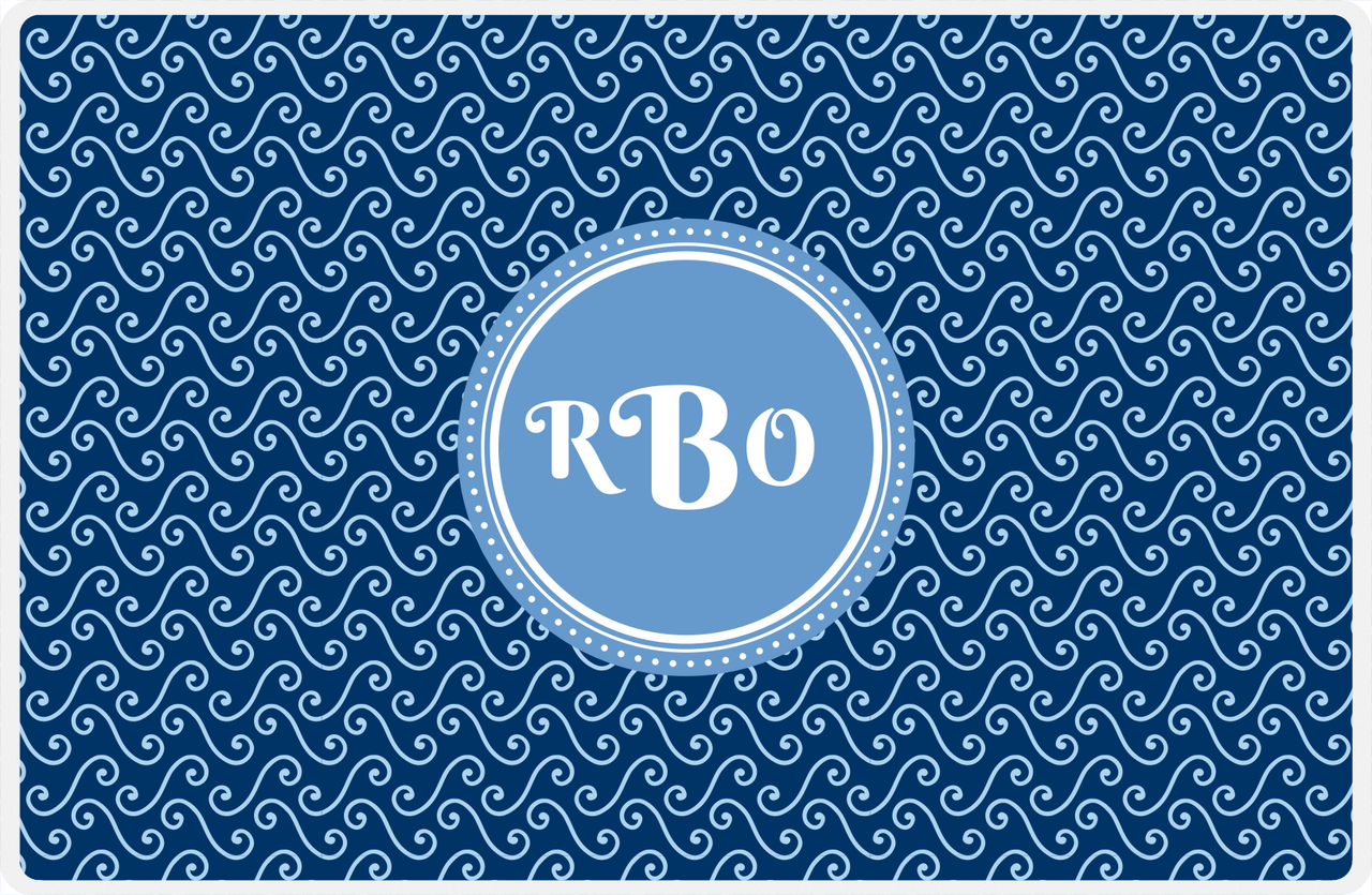 Personalized Mod 3 Placemat - Navy and Light Blue - Glacier Circle Frame -  View