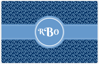 Thumbnail for Personalized Mod 3 Placemat - Navy and Light Blue - Glacier Circle Frame with Ribbon -  View