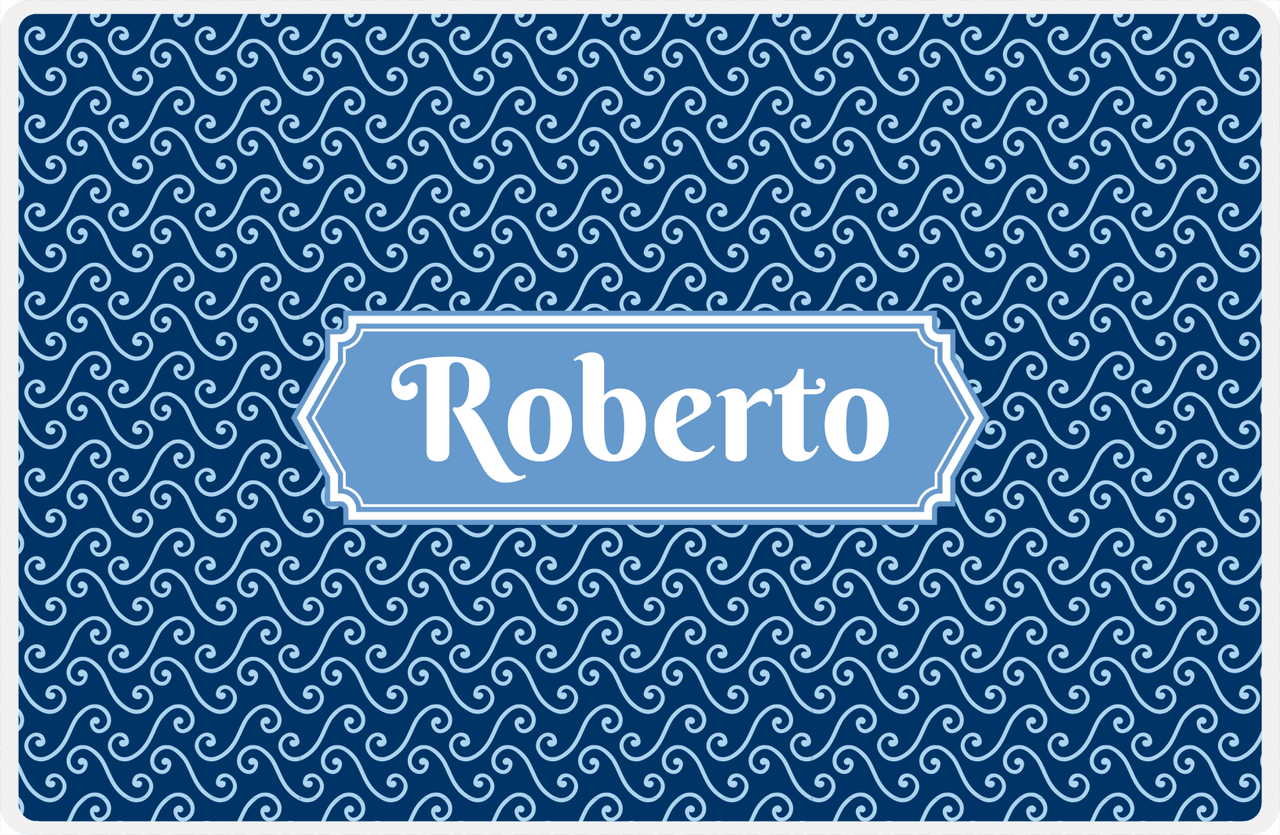 Personalized Mod 3 Placemat - Navy and Light Blue - Glacier Decorative Rectangle Frame -  View
