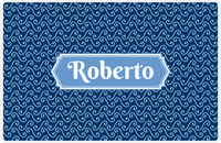 Thumbnail for Personalized Mod 3 Placemat - Navy and Light Blue - Glacier Decorative Rectangle Frame -  View