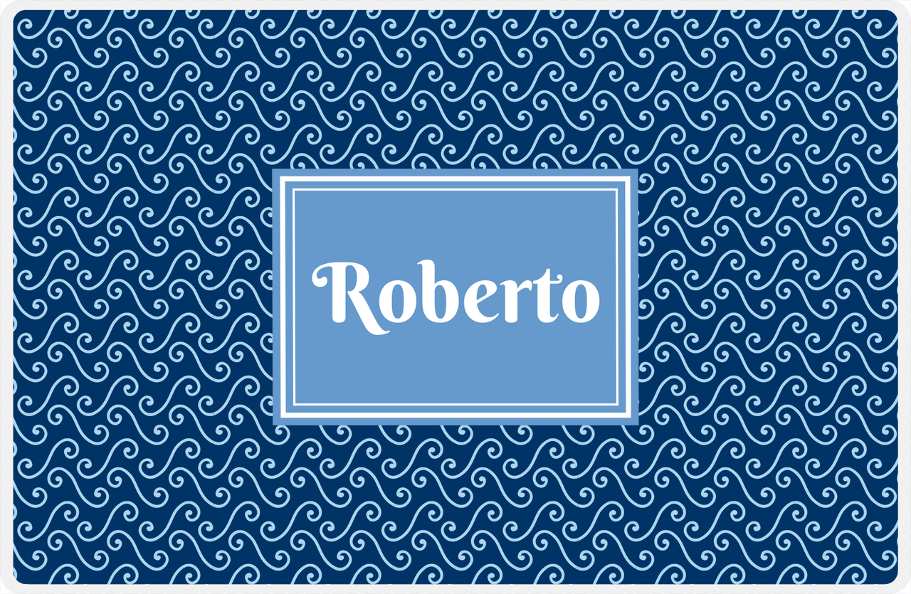 Personalized Mod 3 Placemat - Navy and Light Blue - Glacier Rectangle Frame -  View