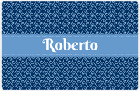 Thumbnail for Personalized Mod 3 Placemat - Navy and Light Blue - Glacier Ribbon Frame -  View