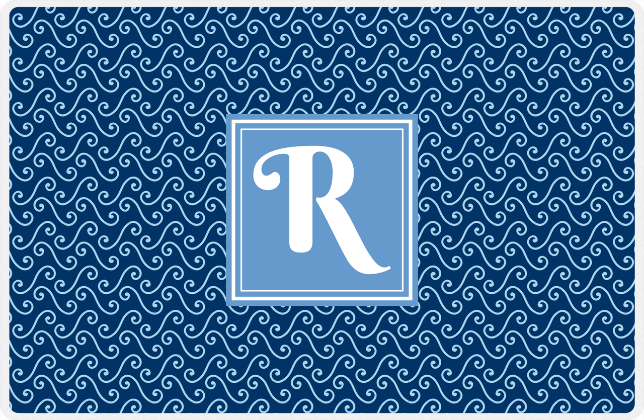 Personalized Mod 3 Placemat - Navy and Light Blue - Glacier Square Frame -  View