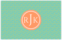 Thumbnail for Personalized Mod 3 Placemat - Viking Blue and Mustard - Tangerine Circle Frame -  View