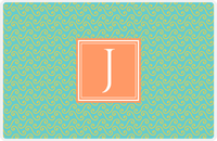 Thumbnail for Personalized Mod 3 Placemat - Viking Blue and Mustard - Tangerine Square Frame -  View