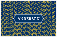 Thumbnail for Personalized Mod 3 Placemat - Navy and Mustard - Navy Decorative Rectangle Frame -  View