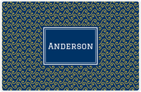 Thumbnail for Personalized Mod 3 Placemat - Navy and Mustard - Navy Rectangle Frame -  View