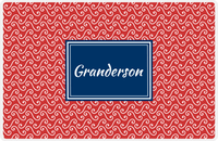Thumbnail for Personalized Mod 3 Placemat - Cherry Red and White - Navy Rectangle Frame -  View