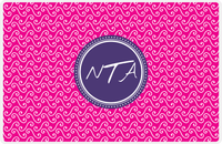 Thumbnail for Personalized Mod 3 Placemat - Hot Pink and White - Indigo Circle Frame -  View