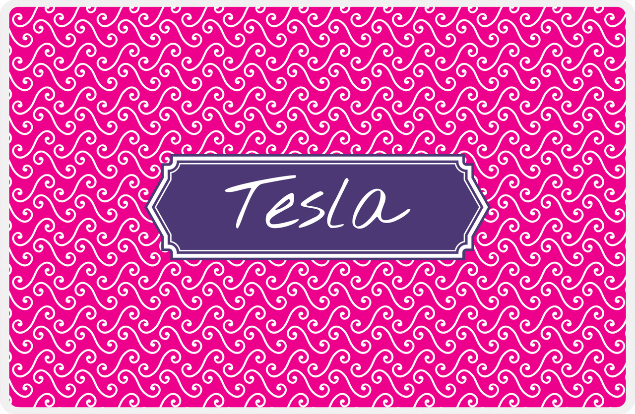 Personalized Mod 3 Placemat - Hot Pink and White - Indigo Decorative Rectangle Frame -  View