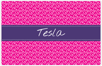 Thumbnail for Personalized Mod 3 Placemat - Hot Pink and White - Indigo Ribbon Frame -  View