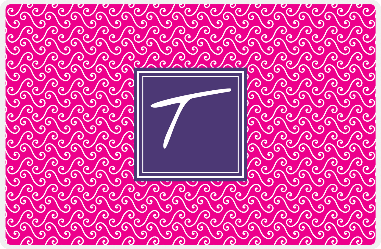 Personalized Mod 3 Placemat - Hot Pink and White - Indigo Square Frame -  View
