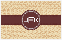 Thumbnail for Personalized Mod 3 Placemat - Light Brown and Champagne - Brown Circle Frame with Ribbon -  View
