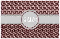 Thumbnail for Personalized Mod 3 Placemat - Brown and White - Light Grey Circle Frame with Ribbon -  View