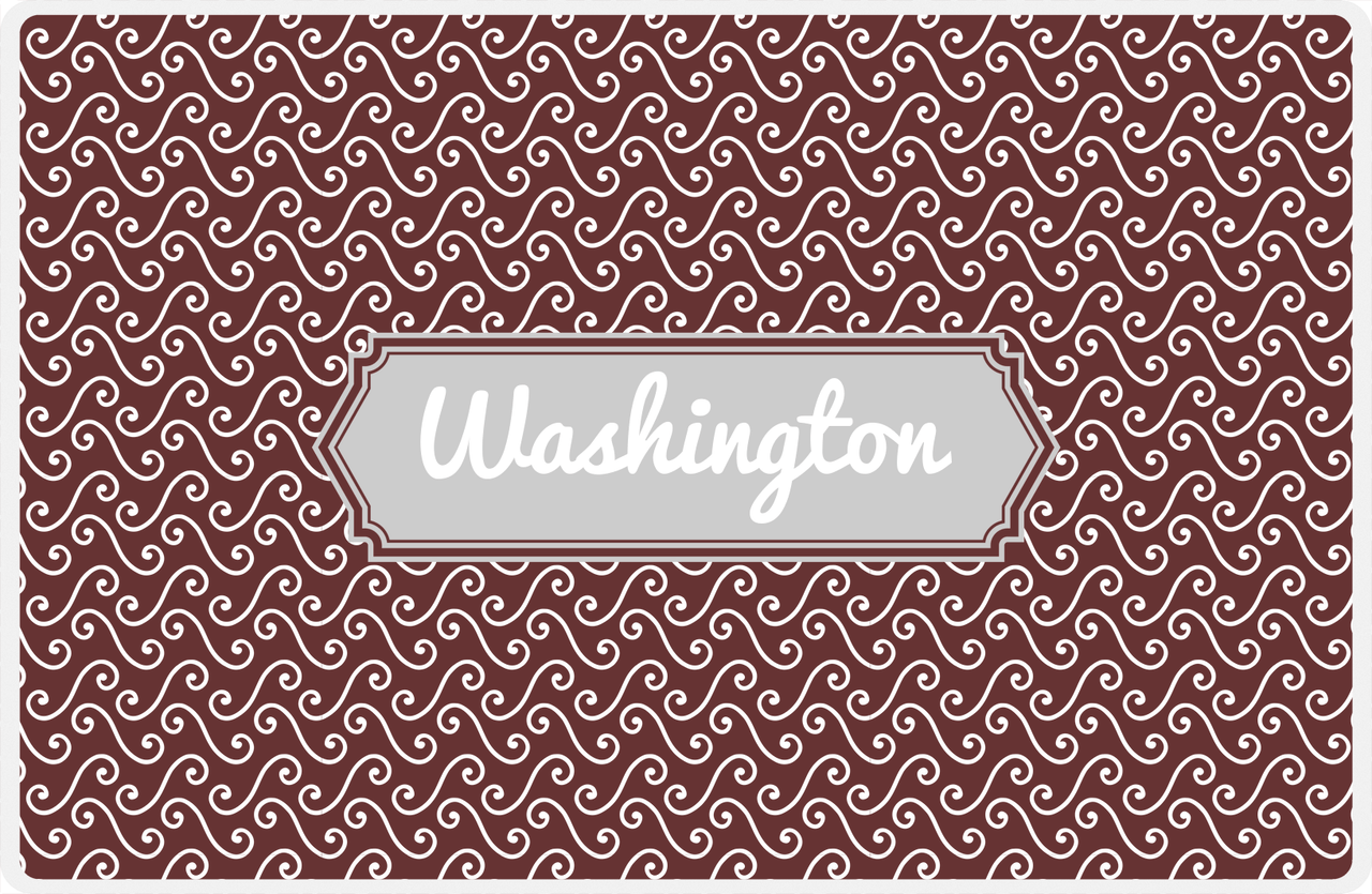 Personalized Mod 3 Placemat - Brown and White - Light Grey Decorative Rectangle Frame -  View