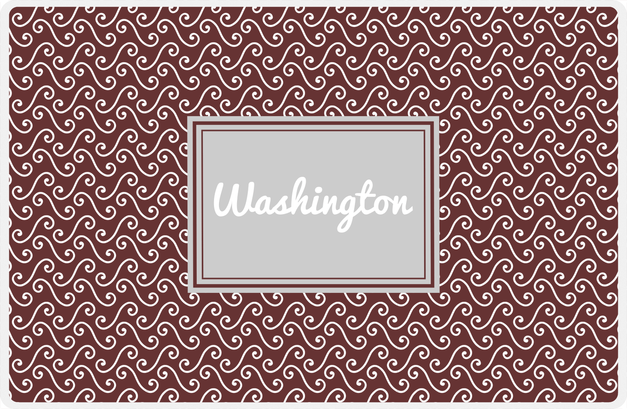 Personalized Mod 3 Placemat - Brown and White - Light Grey Rectangle Frame -  View