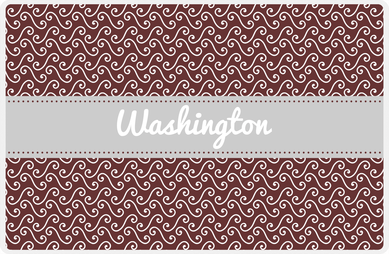 Personalized Mod 3 Placemat - Brown and White - Light Grey Ribbon Frame -  View