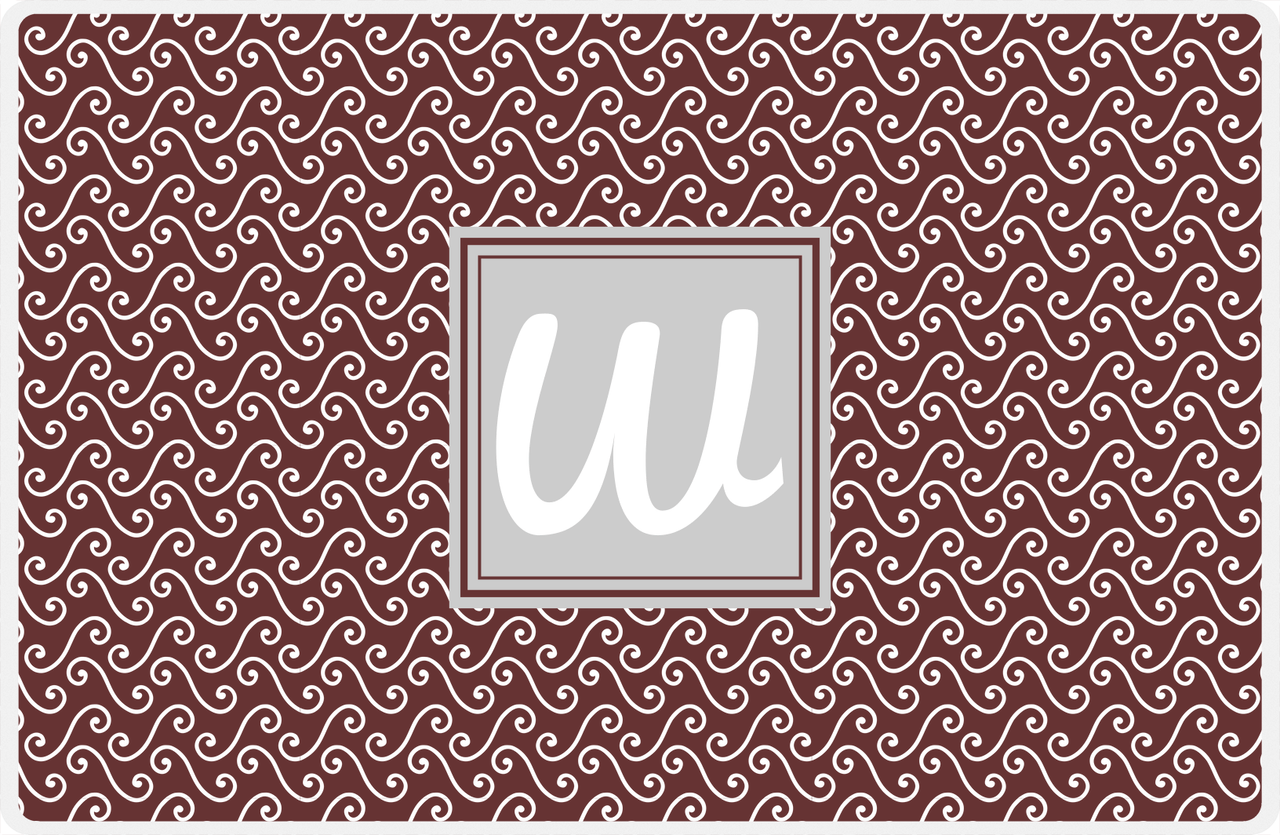 Personalized Mod 3 Placemat - Brown and White - Light Grey Square Frame -  View