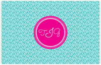 Thumbnail for Personalized Mod 3 Placemat - Viking Blue and White - Hot Pink Circle Frame -  View