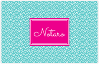 Thumbnail for Personalized Mod 3 Placemat - Viking Blue and White - Hot Pink Rectangle Frame -  View