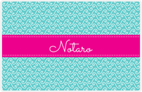 Thumbnail for Personalized Mod 3 Placemat - Viking Blue and White - Hot Pink Ribbon Frame -  View