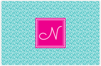Thumbnail for Personalized Mod 3 Placemat - Viking Blue and White - Hot Pink Square Frame -  View