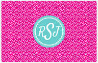 Thumbnail for Personalized Mod 3 Placemat - Hot Pink and White - Viking Blue Circle Frame -  View