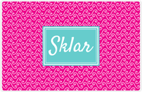 Thumbnail for Personalized Mod 3 Placemat - Hot Pink and White - Viking Blue Rectangle Frame -  View