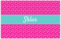 Thumbnail for Personalized Mod 3 Placemat - Hot Pink and White - Viking Blue Ribbon Frame -  View