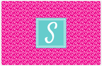 Thumbnail for Personalized Mod 3 Placemat - Hot Pink and White - Viking Blue Square Frame -  View