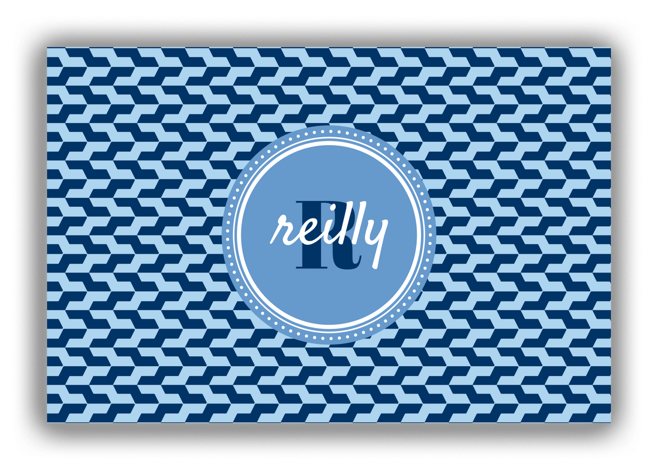 Personalized Mod Canvas Wrap & Photo Print II - Blue with Circle Nameplate - Front View