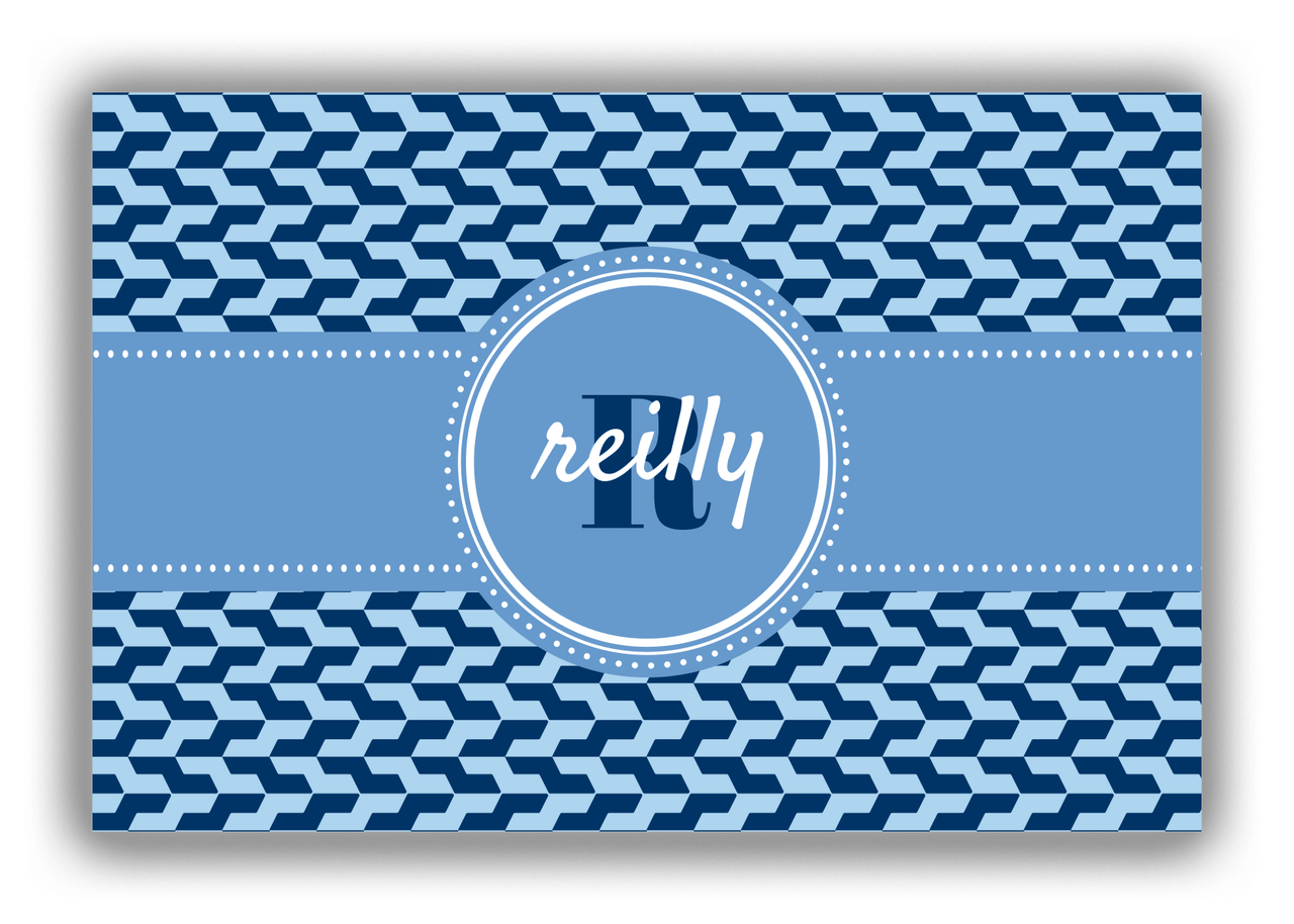 Personalized Mod Canvas Wrap & Photo Print II - Blue with Circle Ribbon Nameplate - Front View