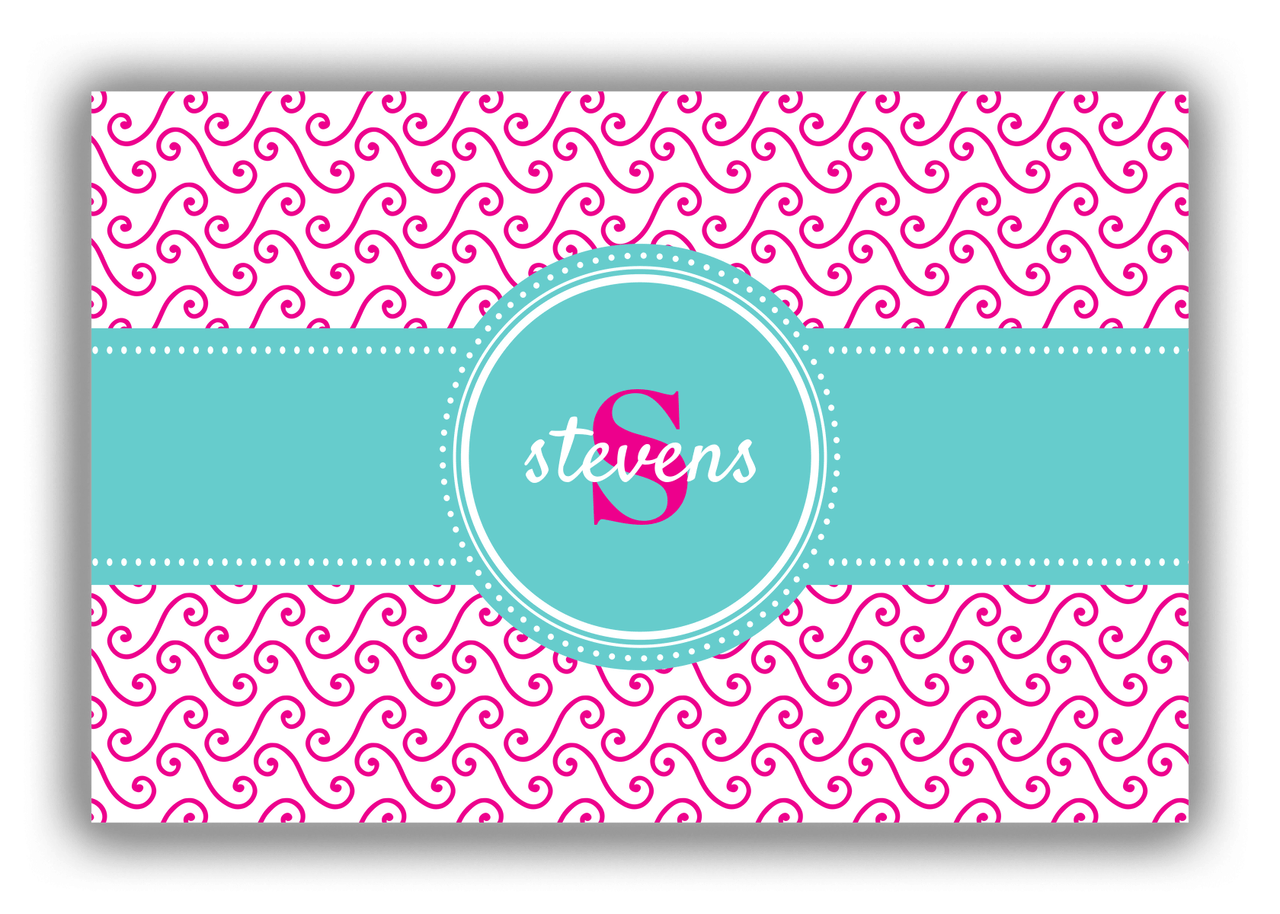 Personalized Mod Canvas Wrap & Photo Print III - Pink with Circle Ribbon Nameplate - Front View
