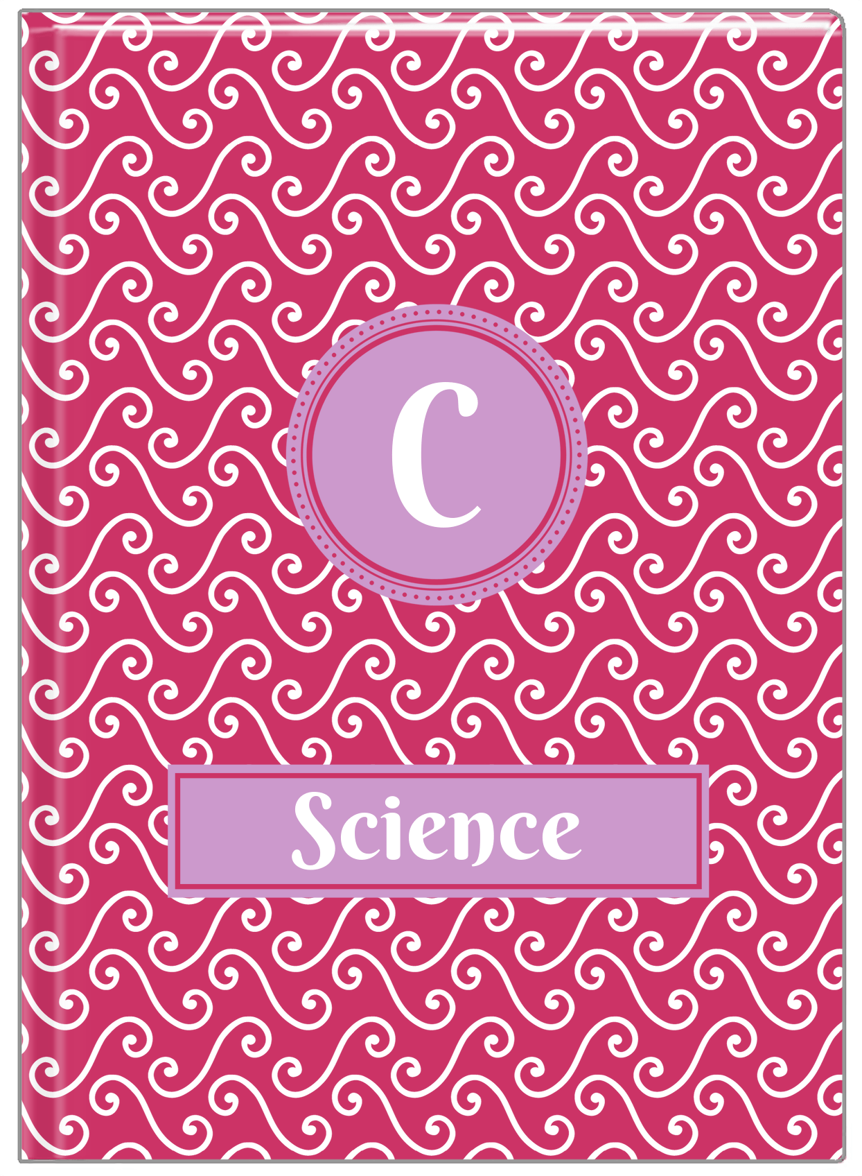 Personalized Mod III Journal - Pink and White - Circle Nameplate - Front View