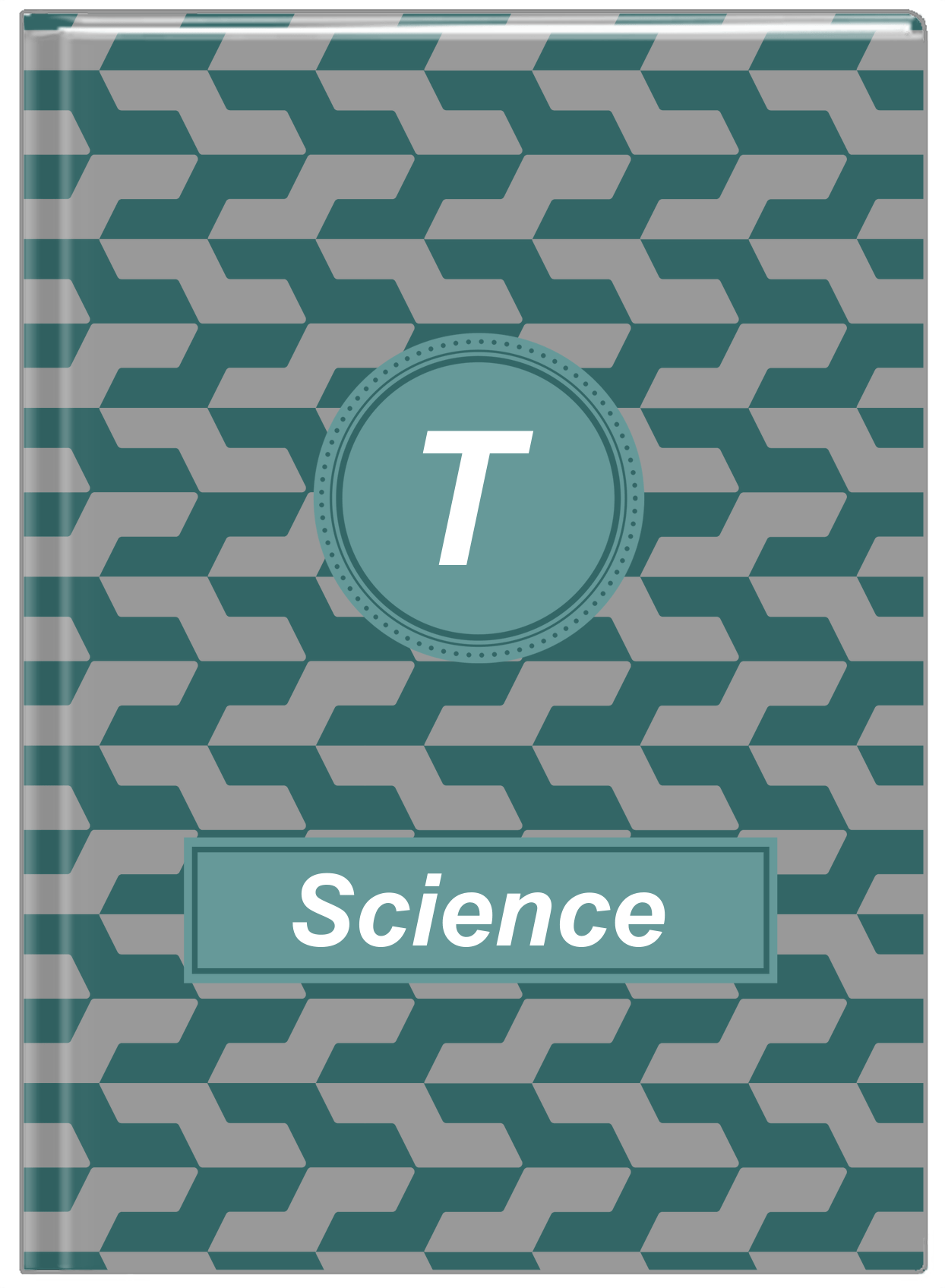 Personalized Mod II Journal - Teal and Grey - Circle Nameplate - Front View
