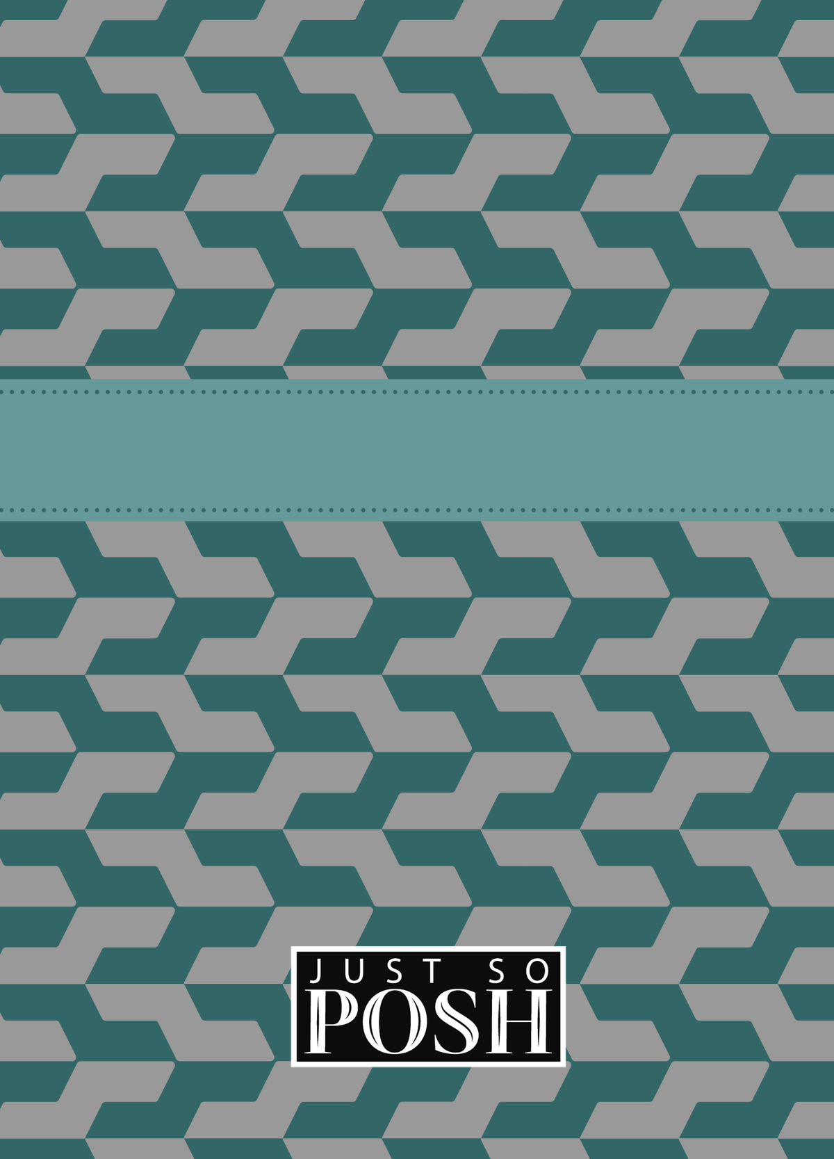 Personalized Mod II Journal - Teal and Grey - Circle Ribbon Nameplate - Back View