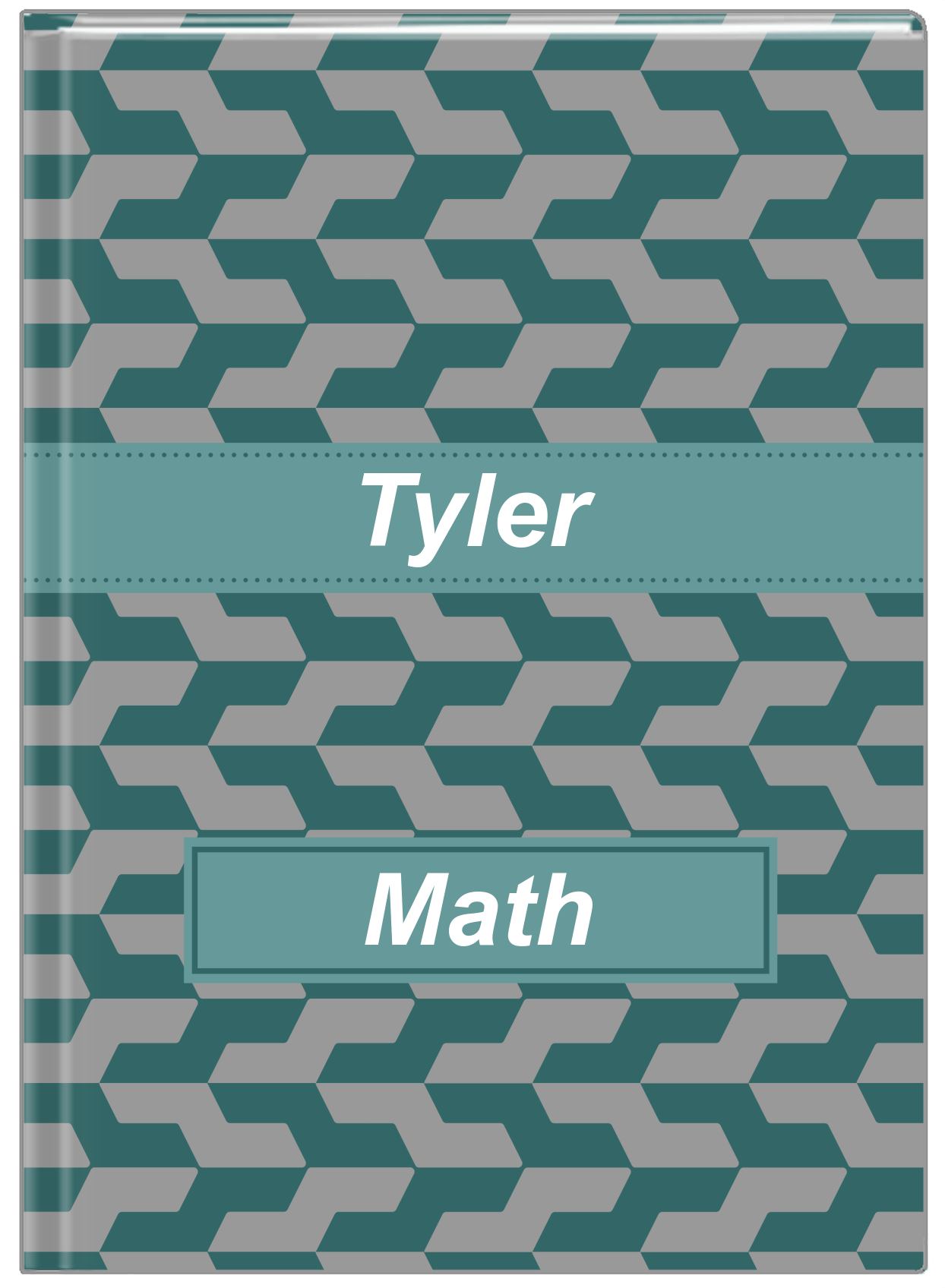 Personalized Mod II Journal - Teal and Grey - Ribbon Nameplate - Front View