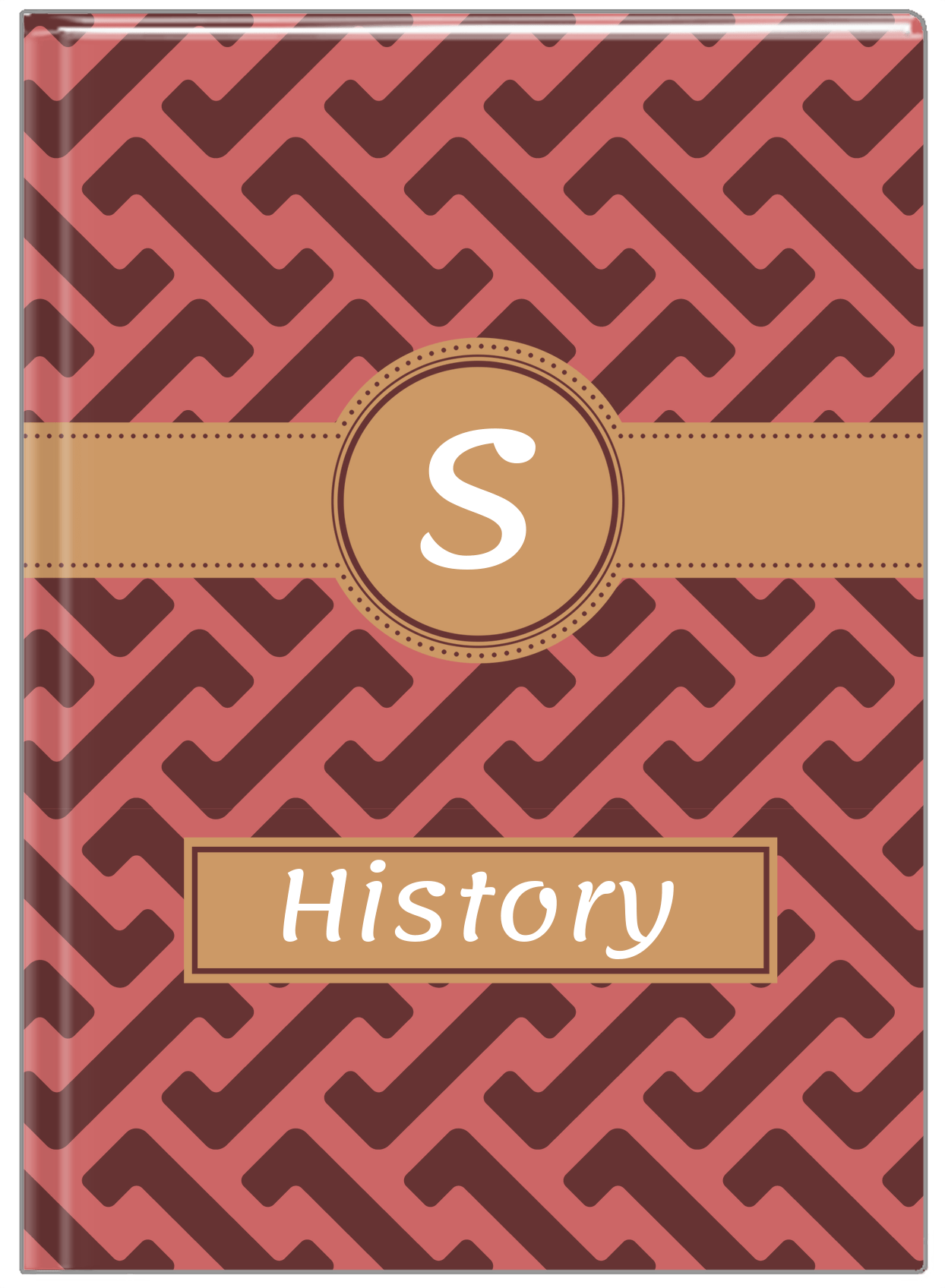 Personalized Mod I Journal - Red and Brown - Circle Ribbon Nameplate - Front View