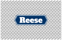 Thumbnail for Personalized Mod Placemat - Light Grey and White - Navy Decorative Rectangle Frame -  View