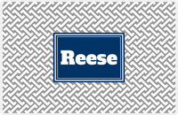 Thumbnail for Personalized Mod Placemat - Light Grey and White - Navy Rectangle Frame -  View