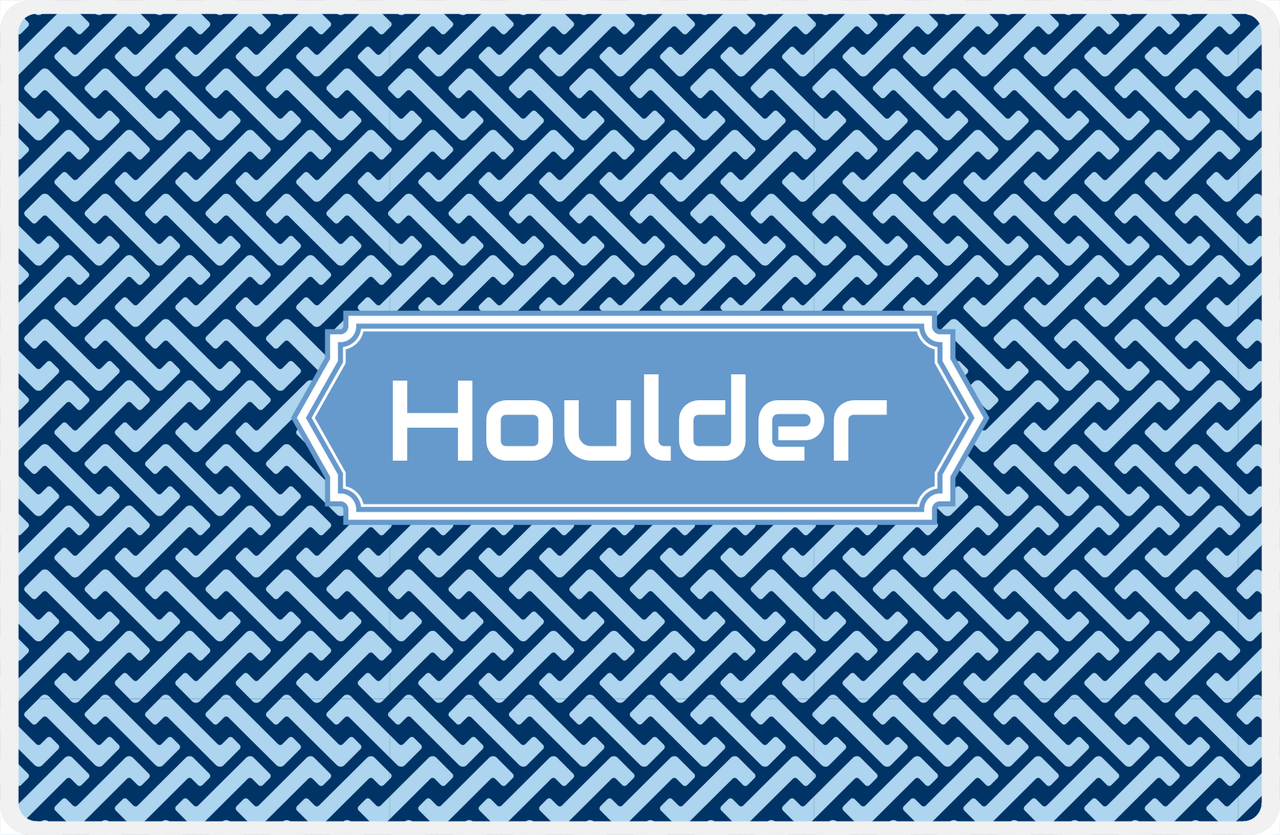 Personalized Mod Placemat - Navy and Light Blue - Glacier Decorative Rectangle Frame -  View