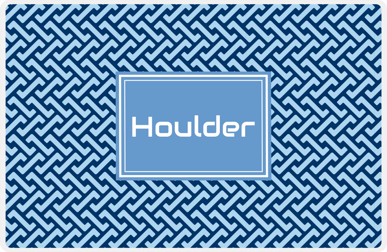 Personalized Mod Placemat - Navy and Light Blue - Glacier Rectangle Frame -  View